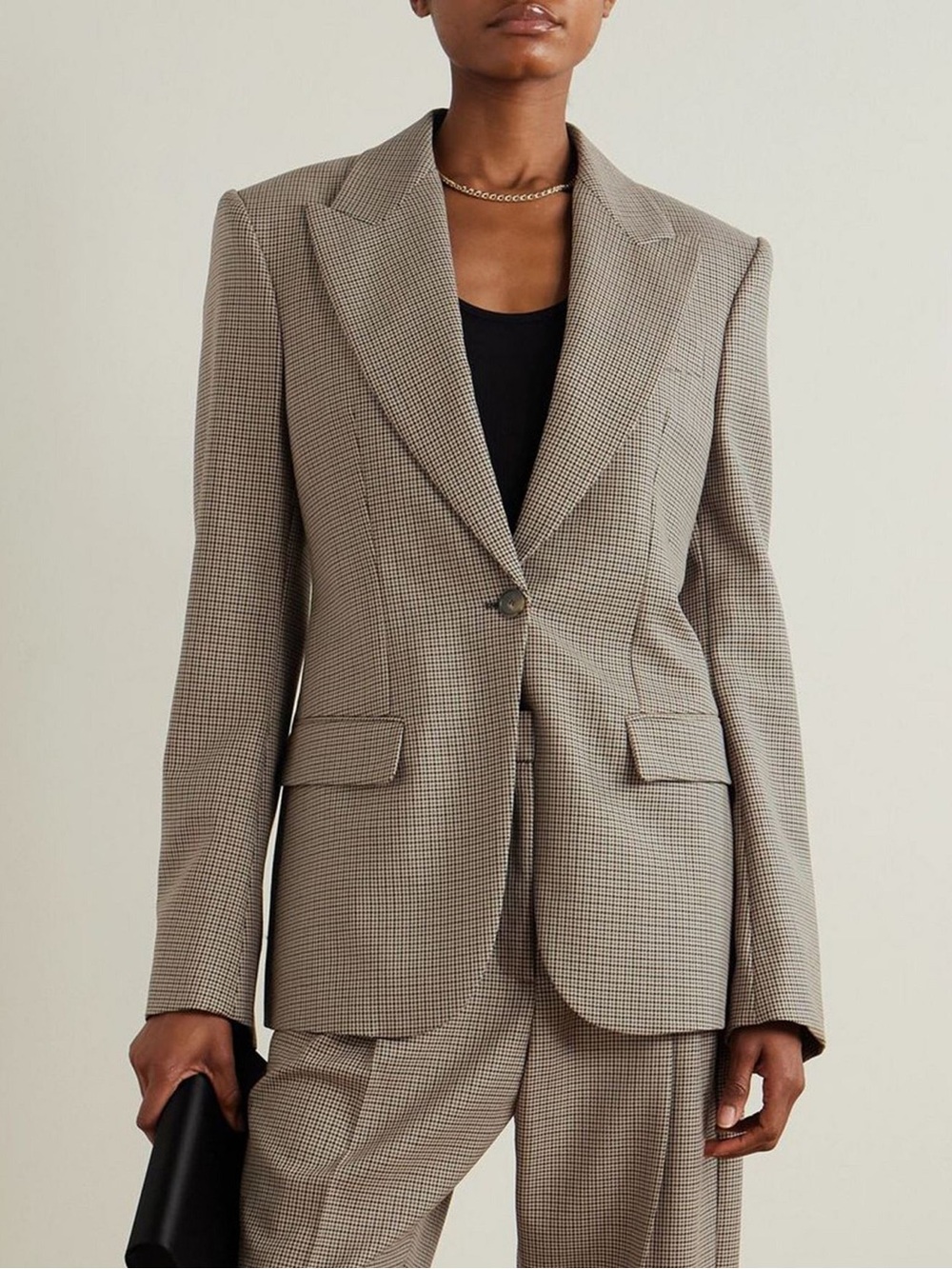 New Stella McCartney Oversized Houndstooth Wool Blazer Jacket Sz 46